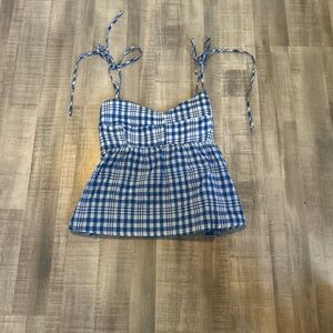 Blue Checkered Women's Top